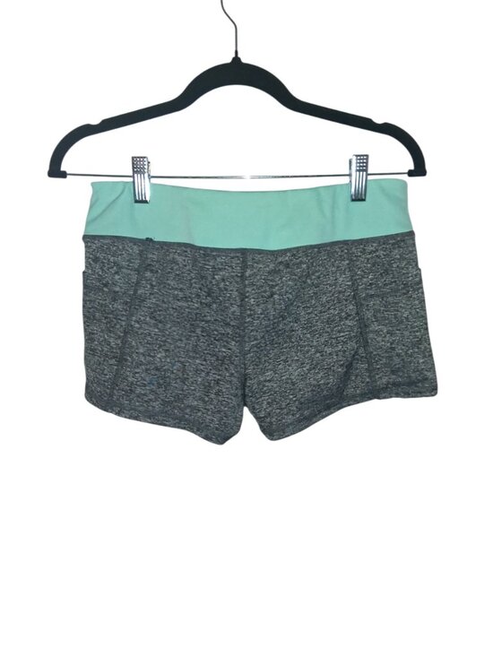 Pants - Women's Gray Heather Athletic Compression Booty Shorts Mint Waistband Size Large